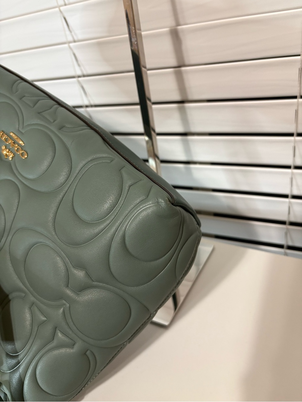 COACH Laurel Shoulder Bag Signature Leather Bag and Wallet Sage Green - Picture 12 of 14